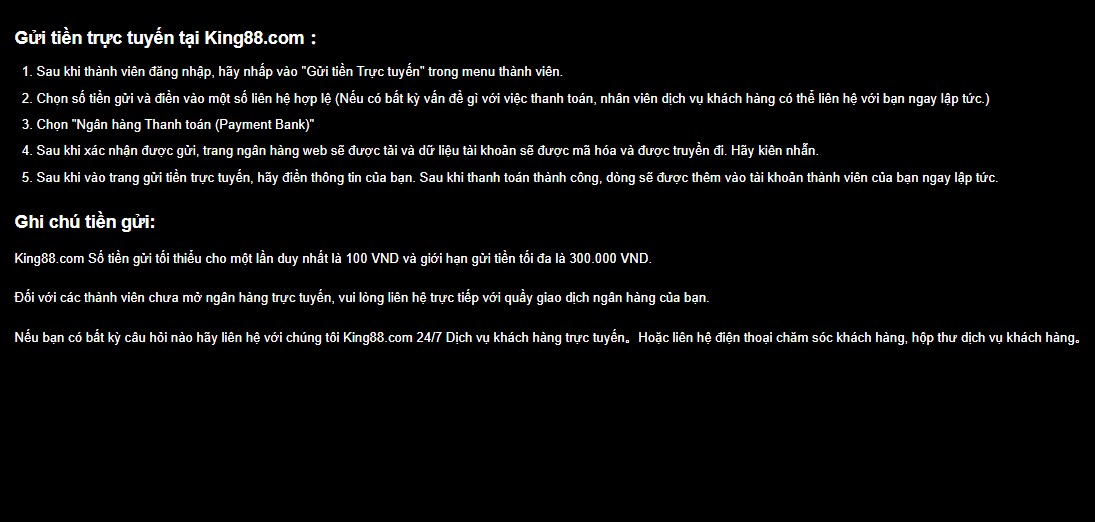 Một số vấn đề cần lưu ý khi nạp tiền King88 là gì? 